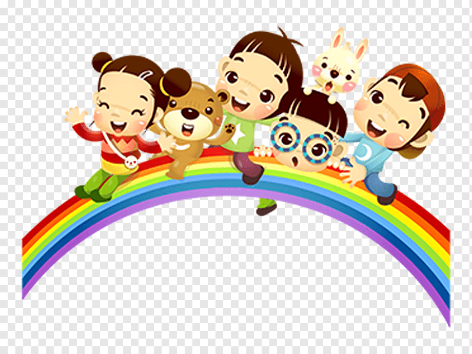 Дети, скользящие по радуге, rainbow child cartoon illustration, дети на радуге, фотография, малыш, с днем ​​рождения векторные изображения png | klipartz