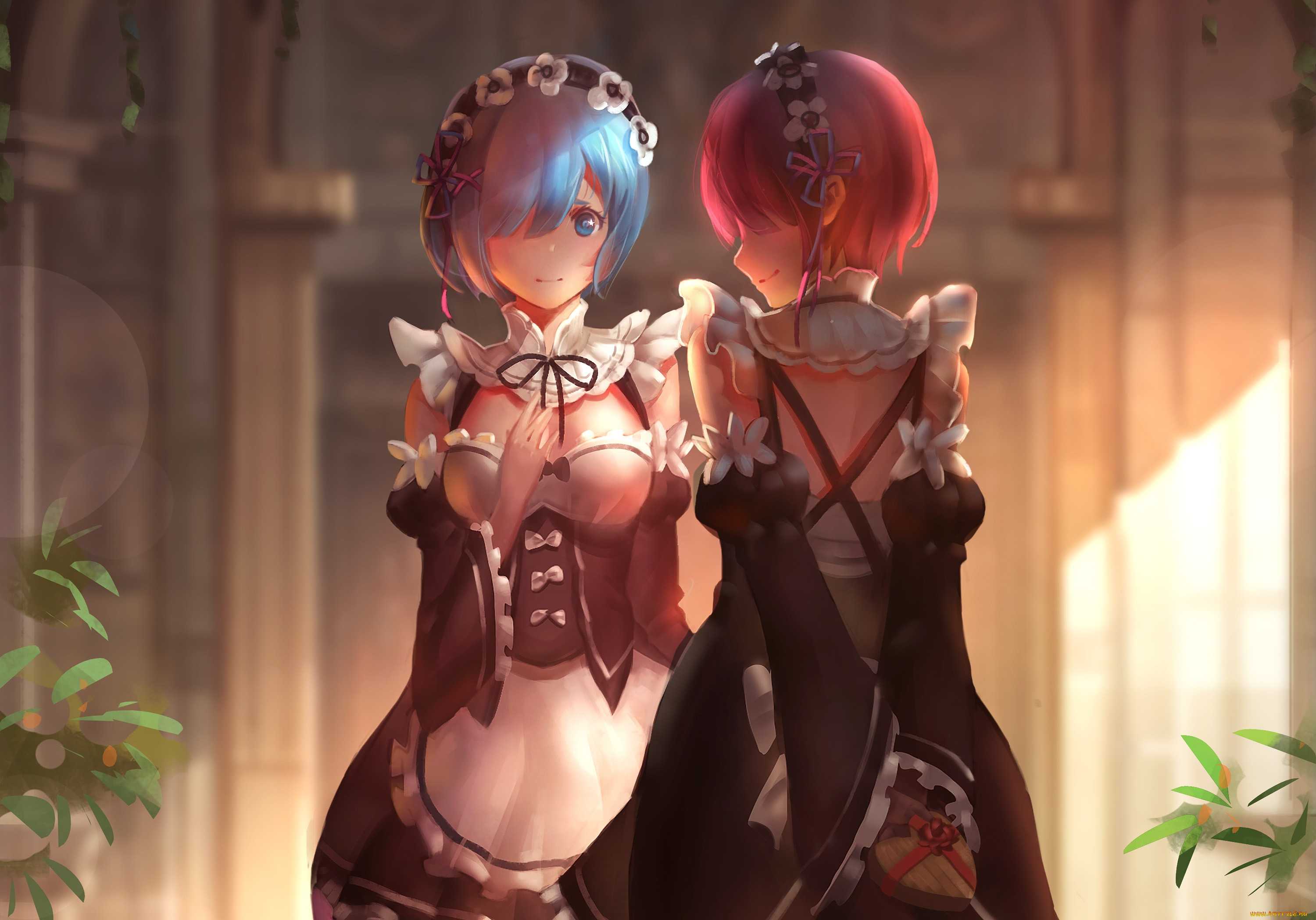 Обои re zero dual monitor, re: zero kara hajimeru isekai seikatsu, ram (re: zero), hd обои